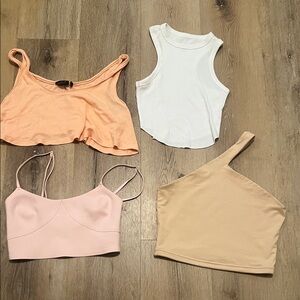 Stylish Women's Crop Top Set - XS White, XS Pink, XS Peach, S Tan